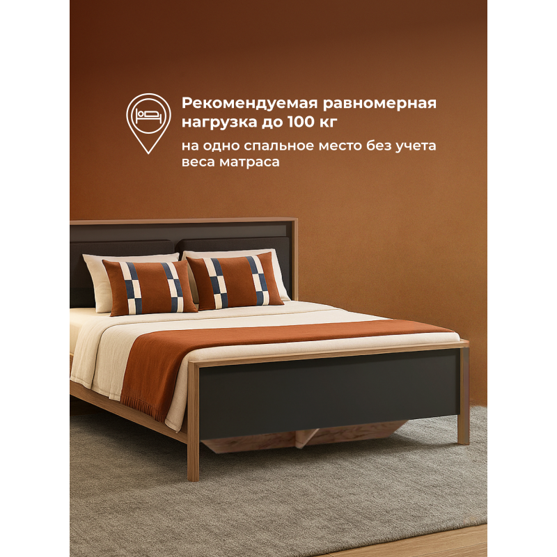 Двуспальная кровать Тхан 180х200 дуб крафт золотой / антрацит — изображение 24