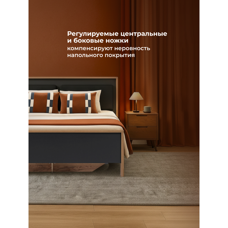 Двуспальная кровать Тхан 180х200 дуб крафт золотой / антрацит — изображение 25
