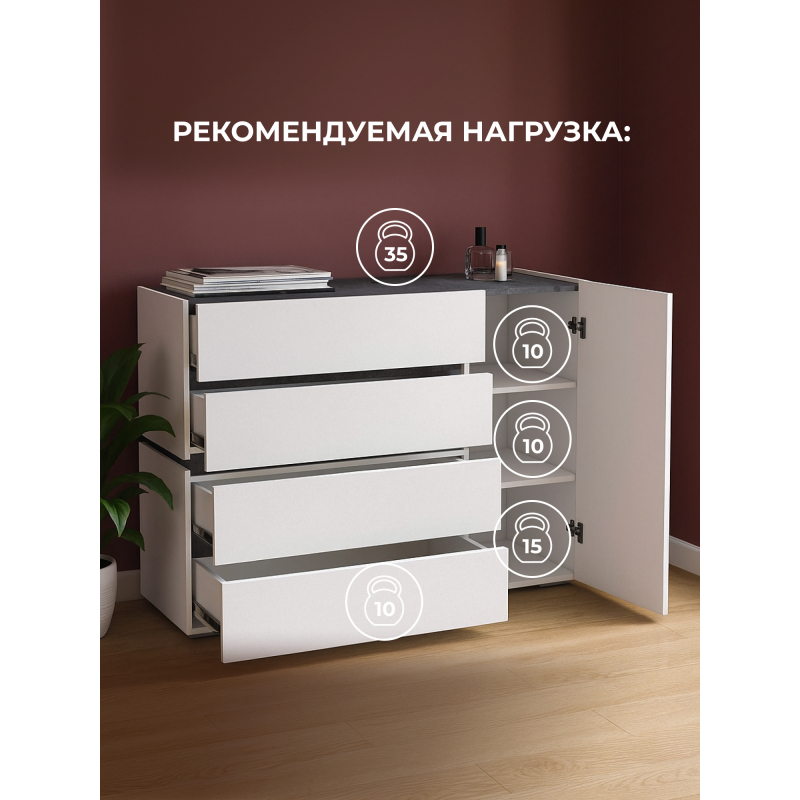 Комод Атлон белый / бетон темный — изображение 6