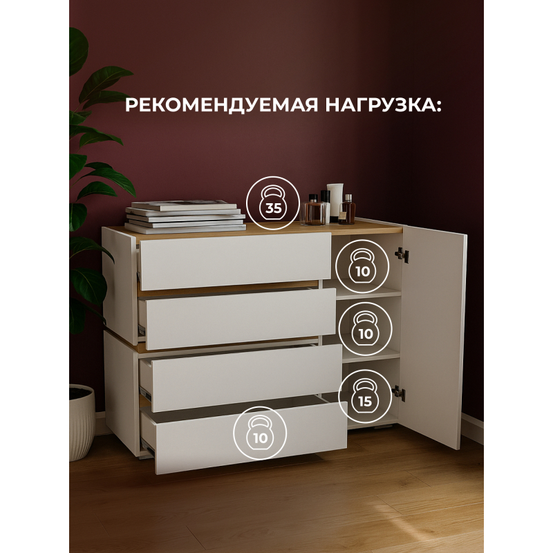 Комод Атлон белый / дуб вотан — изображение 7