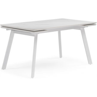 Керамический стол Норман 140 (200) х 80 белый мрамор alpin white / snow white / белый