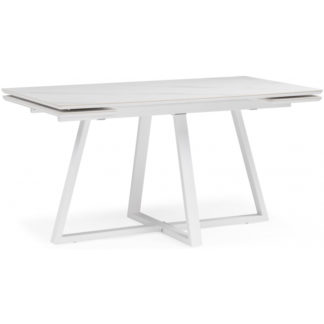 Керамический стол Памелла 140 (200) х 80 белый мрамор alpin white / snow white / белый