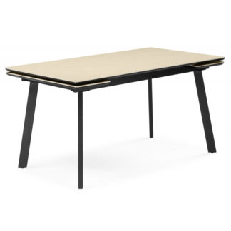 Керамический стол Норман 120(180)х80 okara light yellow / черный